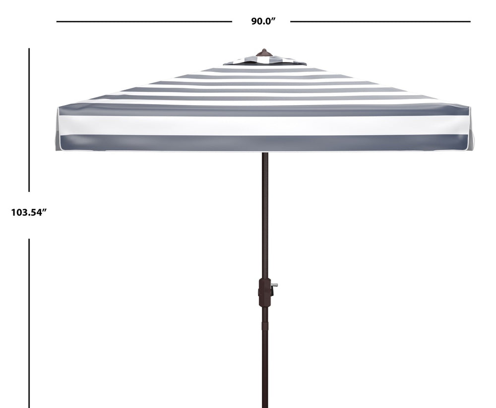 Safavieh ELSA Elegant 7.5 Ft Square Patio Umbrella for Stylish Outdoor Living with Durable Weather Resistance Navy / White PAT8403B