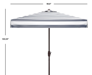 Safavieh ELSA Elegant 7.5 Ft Square Patio Umbrella for Stylish Outdoor Living with Durable Weather Resistance Navy / White PAT8403B