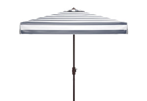 Safavieh ELSA Elegant 7.5 Ft Square Patio Umbrella for Stylish Outdoor Living with Durable Weather Resistance Navy / White PAT8403B