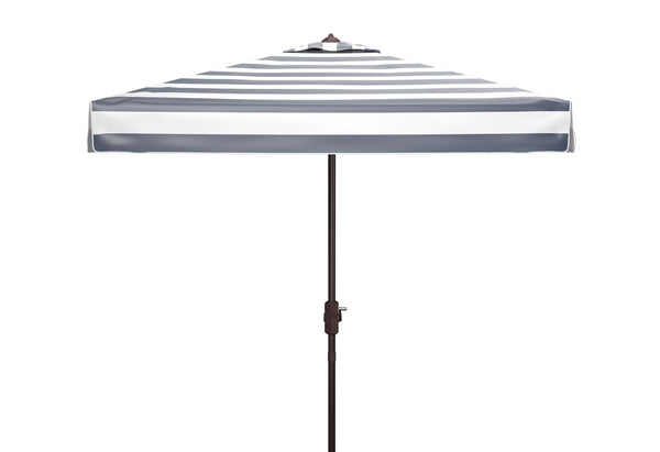 Safavieh ELSA Elegant 7.5 Ft Square Patio Umbrella for Stylish Outdoor Living with Durable Weather Resistance Navy / White PAT8403B
