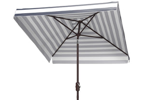Safavieh ELSA Elegant 7.5 Ft Square Patio Umbrella for Stylish Outdoor Living with Durable Weather Resistance Navy / White PAT8403B