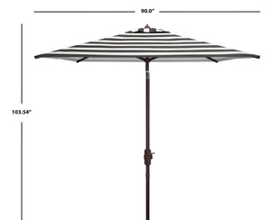 Safavieh IRIS Fashion Line 7.5 FT Square Umbrella – Chic Art Deco Style for Poolside & Patio Elegance Black / White PAT8404A