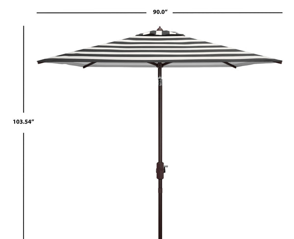 Safavieh IRIS Fashion Line 7.5 FT Square Umbrella – Chic Art Deco Style for Poolside & Patio Elegance Black / White PAT8404A