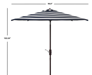Safavieh IRIS Fashion Line 7.5 FT Square Umbrella – Chic Art Deco Style for Poolside & Patio Elegance Navy / White PAT8404B