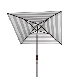 Safavieh IRIS Fashion Line 7.5 FT Square Umbrella – Chic Art Deco Style for Poolside & Patio Elegance Navy / White PAT8404B