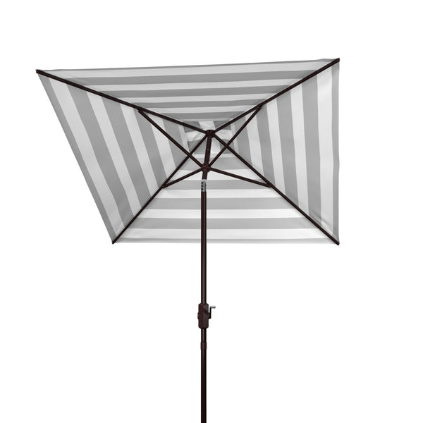 Safavieh IRIS Fashion Line 7.5 FT Square Umbrella – Chic Art Deco Style for Poolside & Patio Elegance Navy / White PAT8404B