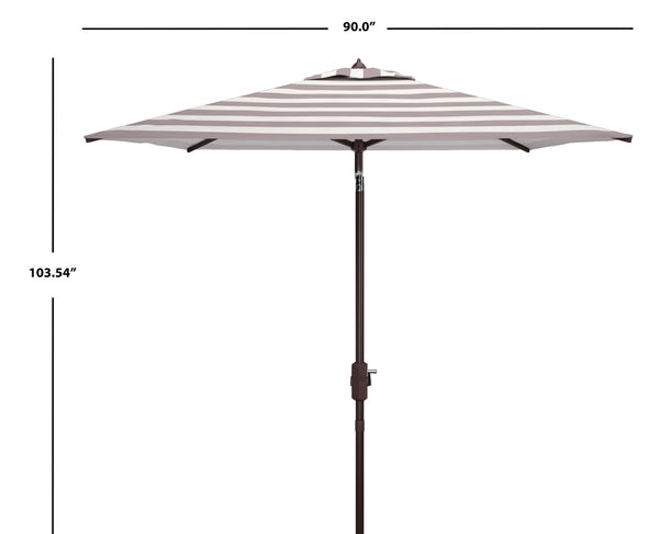 Safavieh IRIS Fashion Line 7.5 FT Square Umbrella – Chic Art Deco Style for Poolside & Patio Elegance Grey / White PAT8404D