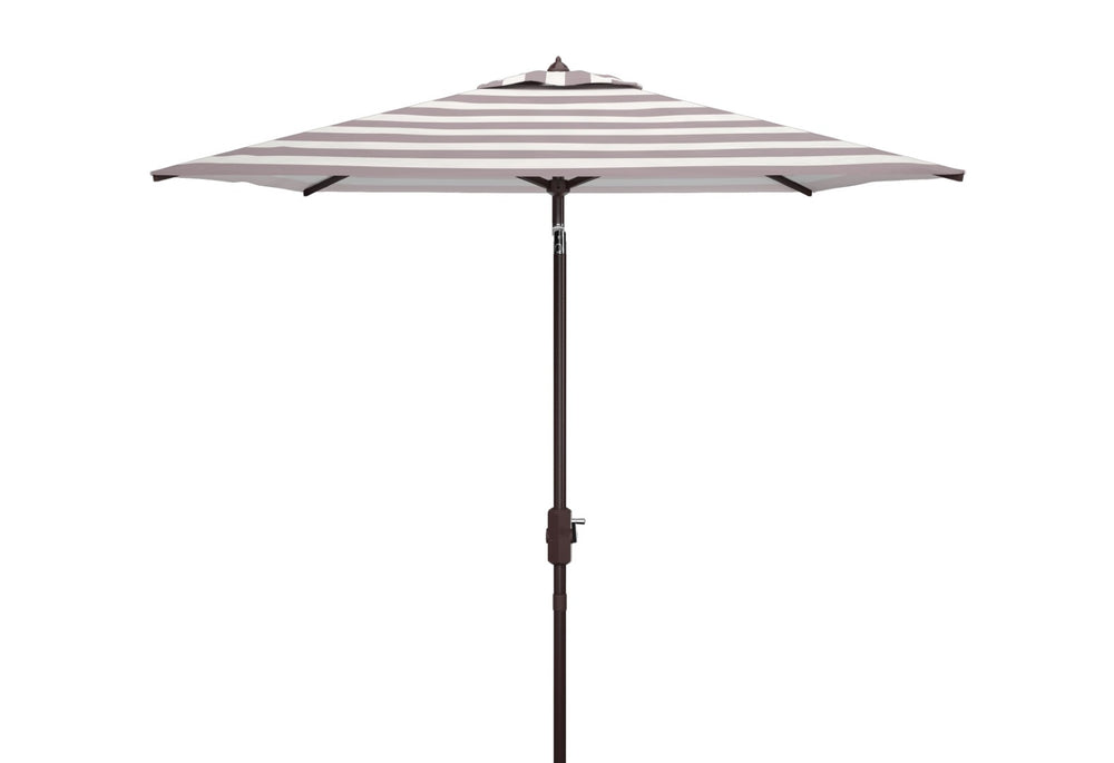 Safavieh IRIS Fashion Line 7.5 FT Square Umbrella – Chic Art Deco Style for Poolside & Patio Elegance Grey / White PAT8404D