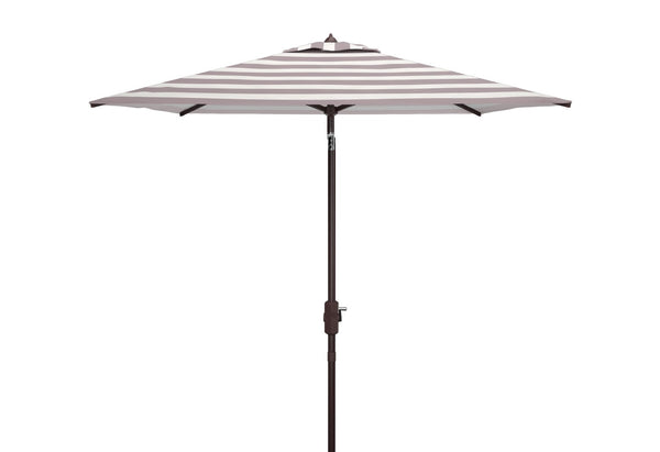 Safavieh IRIS Fashion Line 7.5 FT Square Umbrella – Chic Art Deco Style for Poolside & Patio Elegance Grey / White PAT8404D