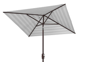 Safavieh IRIS Fashion Line 7.5 FT Square Umbrella – Chic Art Deco Style for Poolside & Patio Elegance Grey / White PAT8404D