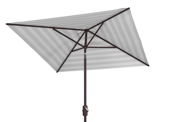 Safavieh IRIS Fashion Line 7.5 FT Square Umbrella – Chic Art Deco Style for Poolside & Patio Elegance Grey / White PAT8404D