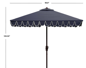 Safavieh ELEGANT Square Patio Umbrella with Petal Valance – Stylish Shade for Your Outdoor Oasis & Decor Navy / White PAT8406A