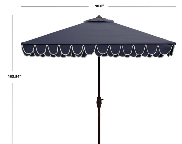 Safavieh ELEGANT Square Patio Umbrella with Petal Valance – Stylish Shade for Your Outdoor Oasis & Decor Navy / White PAT8406A