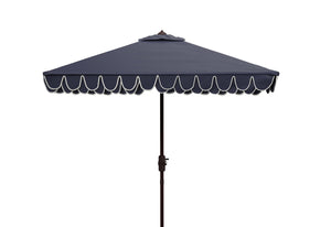 Safavieh ELEGANT Square Patio Umbrella with Petal Valance – Stylish Shade for Your Outdoor Oasis & Decor Navy / White PAT8406A