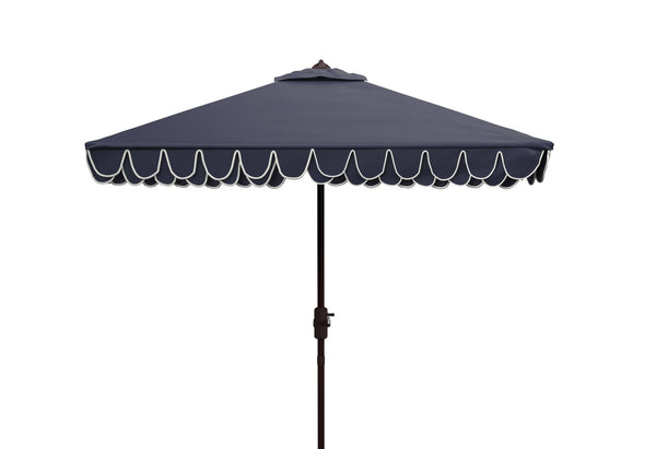 Safavieh ELEGANT Square Patio Umbrella with Petal Valance – Stylish Shade for Your Outdoor Oasis & Decor Navy / White PAT8406A
