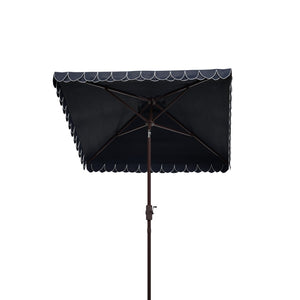 Safavieh ELEGANT Square Patio Umbrella with Petal Valance – Stylish Shade for Your Outdoor Oasis & Decor Navy / White PAT8406A