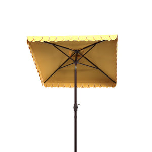 Safavieh ELEGANT Square Patio Umbrella with Petal Valance – Stylish Shade for Your Outdoor Oasis & Decor Yellow PAT8406B