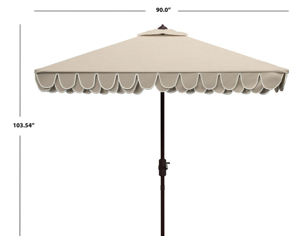 Safavieh ELEGANT Square Patio Umbrella with Petal Valance – Stylish Shade for Your Outdoor Oasis & Decor Beige / White PAT8406C