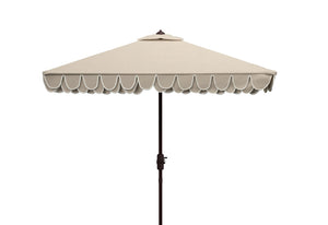 Safavieh ELEGANT Square Patio Umbrella with Petal Valance – Stylish Shade for Your Outdoor Oasis & Decor Beige / White PAT8406C