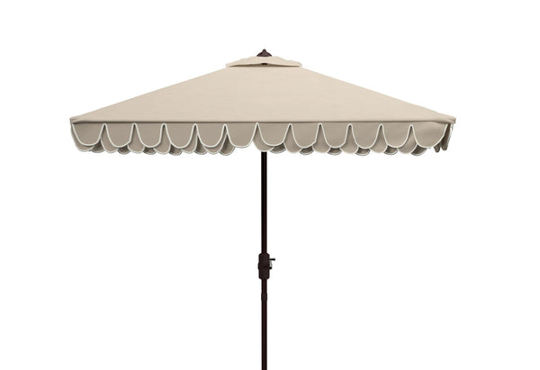 Safavieh ELEGANT Square Patio Umbrella with Petal Valance – Stylish Shade for Your Outdoor Oasis & Decor Beige / White PAT8406C