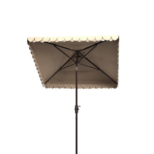 Safavieh ELEGANT Square Patio Umbrella with Petal Valance – Stylish Shade for Your Outdoor Oasis & Decor Beige / White PAT8406C