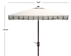 Safavieh ELEGANT Square Patio Umbrella with Petal Valance – Stylish Shade for Your Outdoor Oasis & Decor Ivory / Black PAT8406E