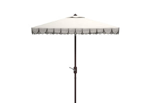 Safavieh ELEGANT Square Patio Umbrella with Petal Valance – Stylish Shade for Your Outdoor Oasis & Decor Ivory / Black PAT8406E