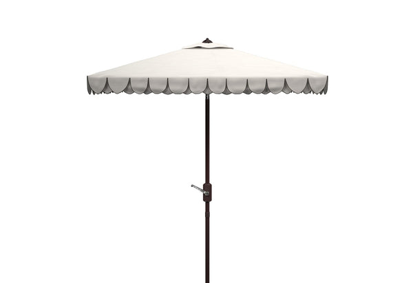 Safavieh ELEGANT Square Patio Umbrella with Petal Valance – Stylish Shade for Your Outdoor Oasis & Decor Ivory / Black PAT8406E