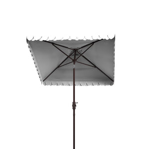 Safavieh ELEGANT Square Patio Umbrella with Petal Valance – Stylish Shade for Your Outdoor Oasis & Decor Ivory / Black PAT8406E