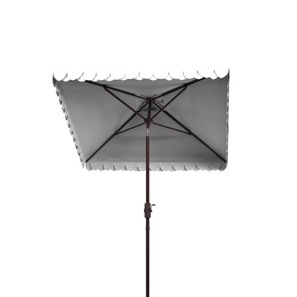 Safavieh ELEGANT Square Patio Umbrella with Petal Valance – Stylish Shade for Your Outdoor Oasis & Decor Ivory / Black PAT8406E