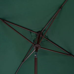 Elegant Square 7.5 Ft Patio Valance Umbrella With Crank Lift, Aluminum Frame, Classic Trim Finish