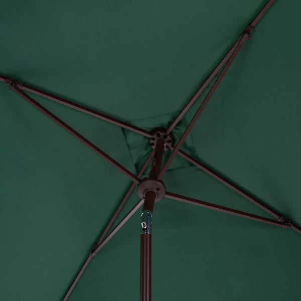 Elegant Square 7.5 Ft Patio Valance Umbrella With Crank Lift, Aluminum Frame, Classic Trim Finish