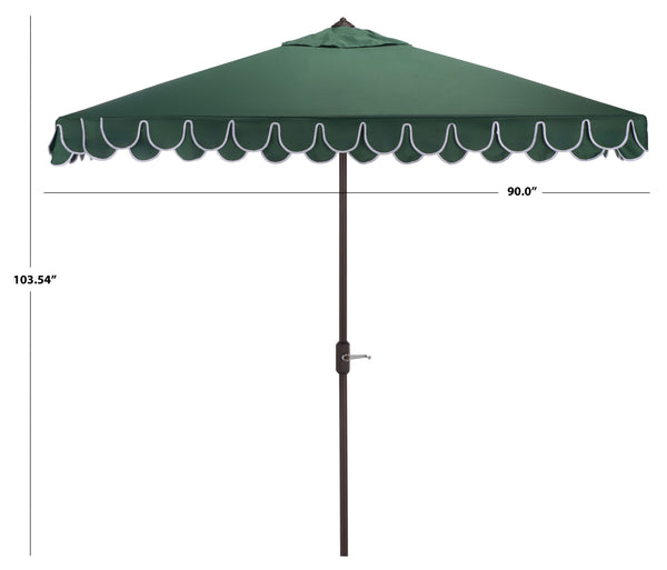 Elegant Square 7.5 Ft Patio Valance Umbrella With Crank Lift, Aluminum Frame, Classic Trim Finish