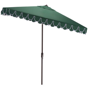 Elegant Square 7.5 Ft Patio Valance Umbrella With Crank Lift, Aluminum Frame, Classic Trim Finish