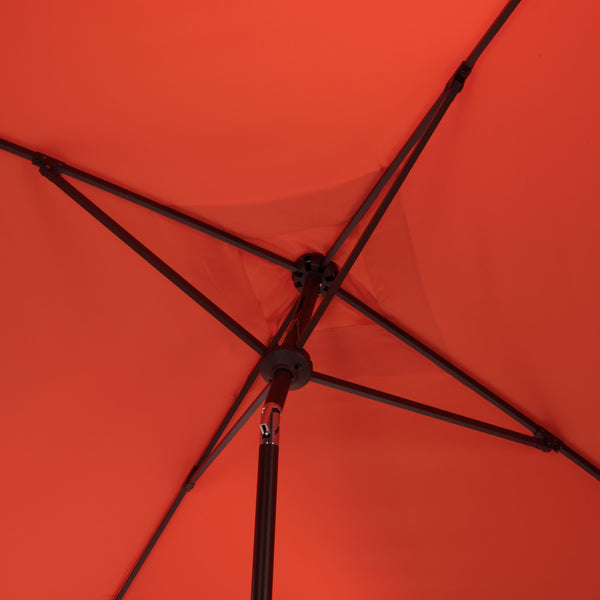 Elegant Square 7.5 Ft Patio Valance Umbrella With Crank Lift, Aluminum Frame, Classic Trim Finish