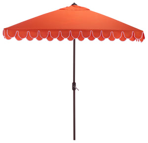 Elegant Square 7.5 Ft Patio Valance Umbrella With Crank Lift, Aluminum Frame, Classic Trim Finish