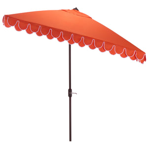 Elegant Square 7.5 Ft Patio Valance Umbrella With Crank Lift, Aluminum Frame, Classic Trim Finish
