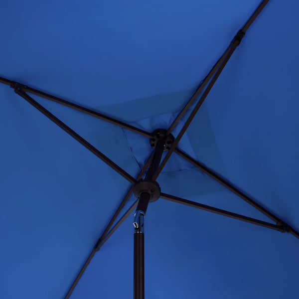 Elegant Square 7.5 Ft Patio Valance Umbrella With Crank Lift, Aluminum Frame, Classic Trim Finish