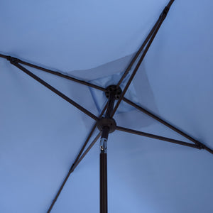 Elegant Square 7.5 Ft Patio Valance Umbrella With Crank Lift, Aluminum Frame, Classic Trim Finish