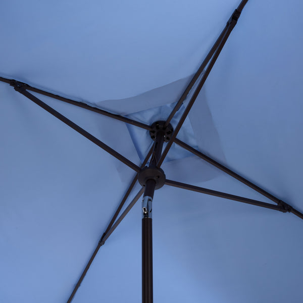Elegant Square 7.5 Ft Patio Valance Umbrella With Crank Lift, Aluminum Frame, Classic Trim Finish