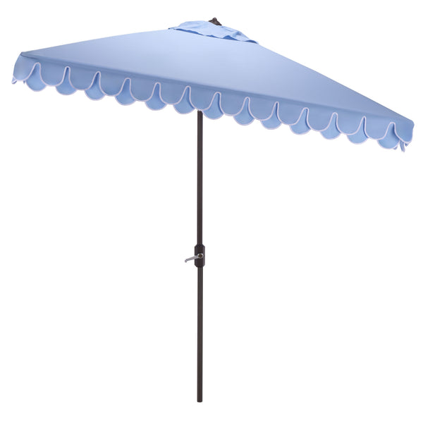 Elegant Square 7.5 Ft Patio Valance Umbrella With Crank Lift, Aluminum Frame, Classic Trim Finish