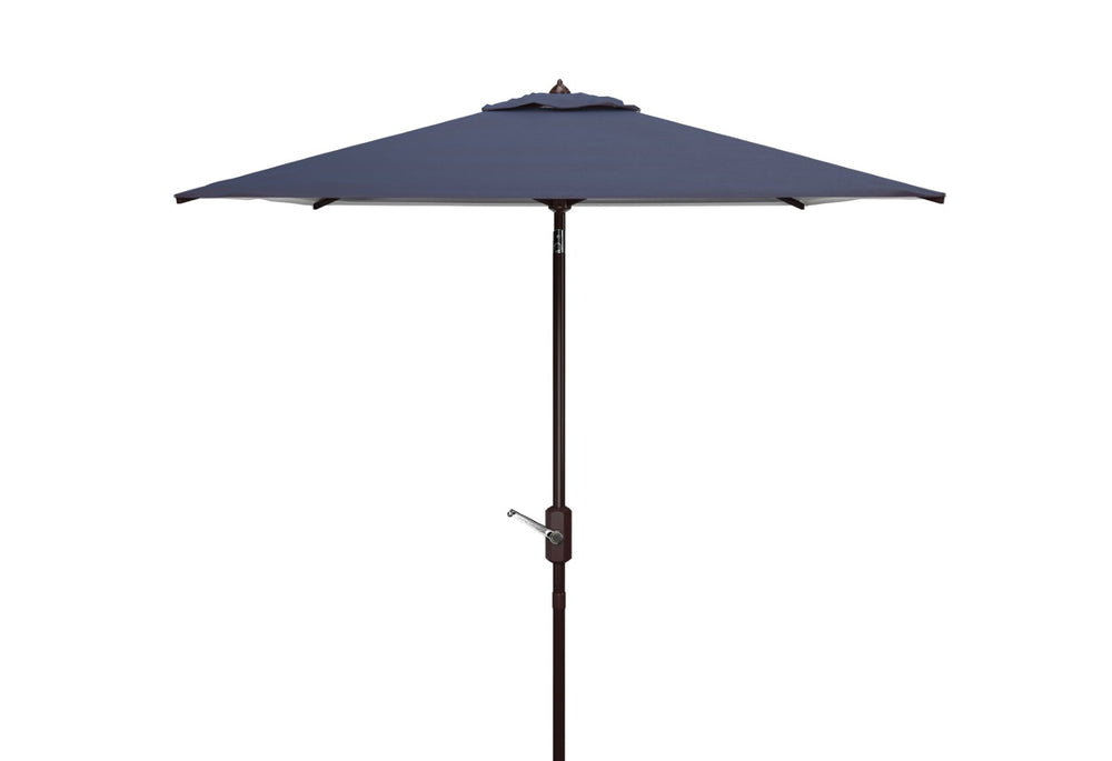 Safavieh ATHENS 7.5 FT Square Crank Umbrella - Elegant Mediterranean Design for Patios and Outdoor Spaces Navy / White PAT8407A