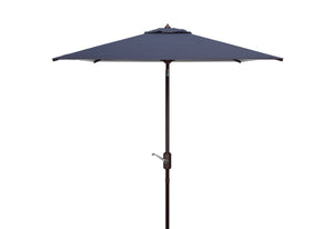 Safavieh ATHENS 7.5 FT Square Crank Umbrella - Elegant Mediterranean Design for Patios and Outdoor Spaces Navy / White PAT8407A