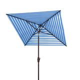 Safavieh Athens 7.5 Ft Square Crank Umbrella Baby Blue / White  Aluminum PAT8407C