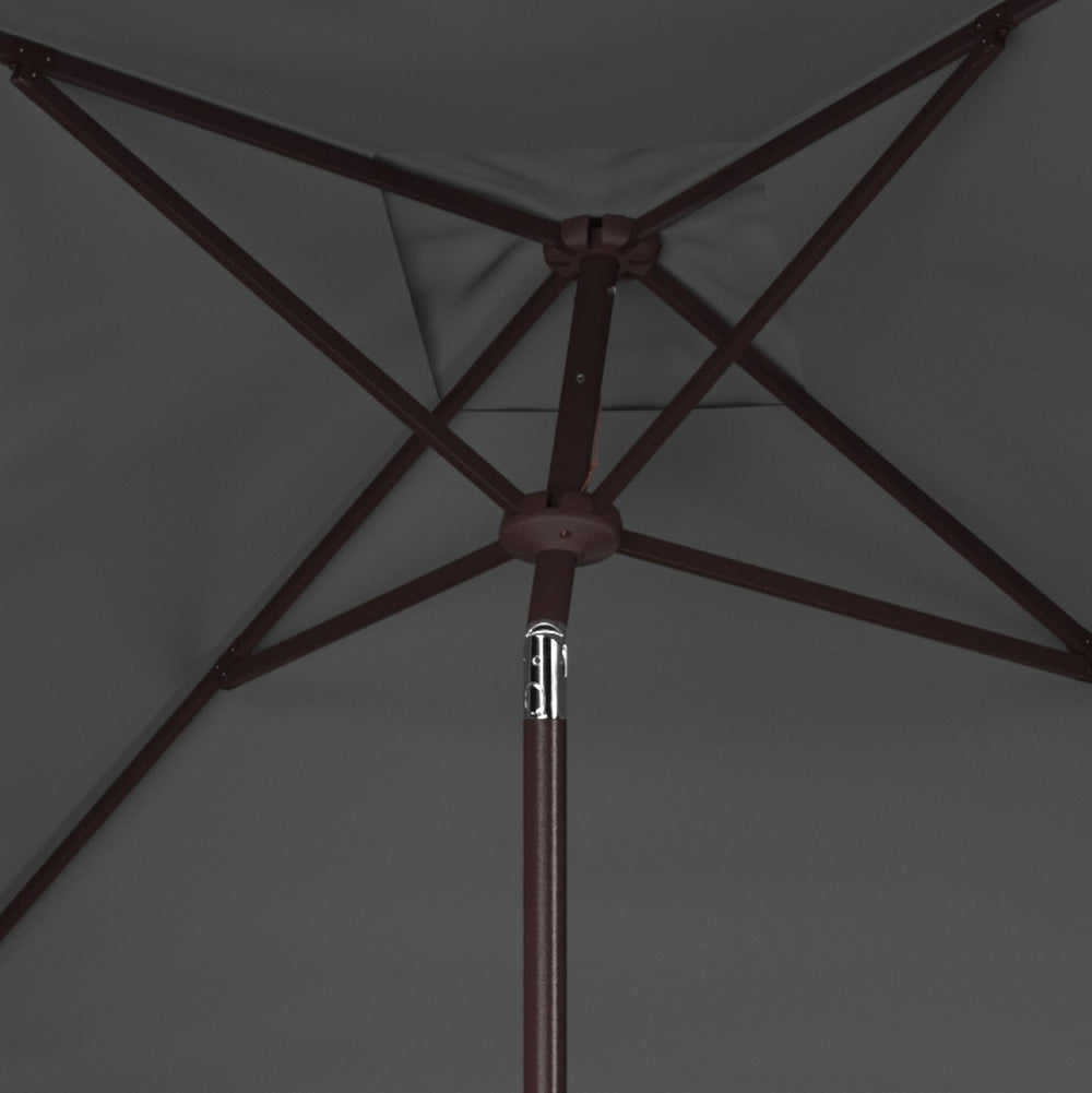 Safavieh MILAN FRINGE 7.5 FT SQUARE CRANK UMBRELLA - Elegant Outdoor Shade for Patios and Poolside Spaces Grey PAT8408B