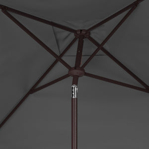 Safavieh MILAN FRINGE 7.5 FT SQUARE CRANK UMBRELLA - Elegant Outdoor Shade for Patios and Poolside Spaces Grey PAT8408B
