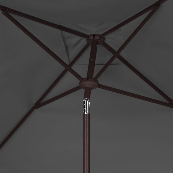 Safavieh MILAN FRINGE 7.5 FT SQUARE CRANK UMBRELLA - Elegant Outdoor Shade for Patios and Poolside Spaces Grey PAT8408B