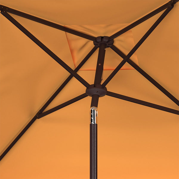 Safavieh MILAN FRINGE 7.5 FT SQUARE CRANK UMBRELLA - Elegant Outdoor Shade for Patios and Poolside Spaces Yellow PAT8408D