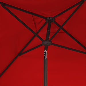 Safavieh Milan Fringe 7.5 Ft Square Crank Umbrella Red Aluminum PAT8408E
