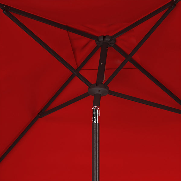 Safavieh Milan Fringe 7.5 Ft Square Crank Umbrella Red Aluminum PAT8408E